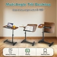 thumbnail image 3 of RICHYOUNG 24"Overbed Beside Table with Hidden Wheels,Tiltable & Rotatable Top Height-Adjustable Laptop Stand(Walnut), 3 of 10