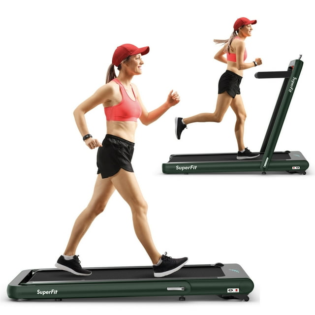Gymax 2 in 1 Folding Treadmill 4.75HP Running Machine w/ APP & Remote Control Green