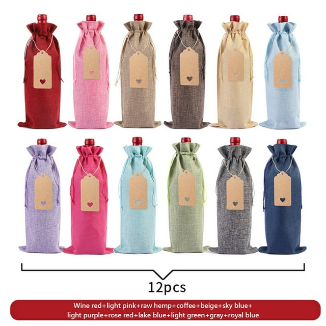 XYAIYT Linen Wine Bottle Bag Set for Christmas Decorations Wine Lover Gifts Suit for Home or Restaurant Reusable Wine Bottle Covers Suit for Xmas Party Dining Table Display