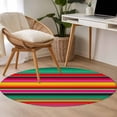 thumbnail image 5 of Abstract Round Living Room Rugs 4 ft, Colorful Mexican Stripe Green Red Orange Farmhouse Washable Area Rug with Non-Slip Sturdy Edge Binding Round Carpet for Entryway Kitchen Bedroom Bathroom, 5 of 9