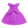 thumbnail image 6 of Girls Layered Tulle Dress Elegant Sleeveless Purple V-Back with Big Bow Special Occasion Dress Graduation Gift 7-9 Years, 6 of 8