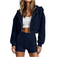 thumbnail image 5 of Tnhcen Women's Cropped Zip Up Hoodie Long Sleeve Sweatshirt Solid Color Casual Loose Fit Jacket with Drawstring Hood Active Wear Yoga Top Streetwear Basic Essentials S-2XL Autumn Winter, 5 of 7