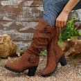 thumbnail image 4 of Fnooota Womens Knee High Boots, Mid-heel Non Slip Zipper Fashion Winter Boots Brown Size 7, 4 of 9