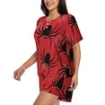 thumbnail image 2 of Fuzoiu Spider Print Women's Short-Sleeved Pajama Set,Lounge Sleepwear Set,Womens Pajama Sets 2 Piece,Button-Up Top and Shorts with Pockets-Medium, 2 of 7