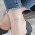 thumbnail image 4 of Tobillera Panza Víbora Plana Pulsera Pie Mujer Acero Oro 18k Xtellar dorado, 4 of 4