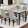 thumbnail image 7 of 4-Person Dining Set: Modern Marble-Effect Dining Table with 4 PU Leather Upholstered Chairs. Kitchen dining furniture suitable for kitchens, dining rooms, and apartments., 7 of 7