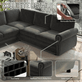 thumbnail image 5 of 88.2'' Pull out Couch, Convertible Sleeper Sofa Bed, Upholstered Sectional Sofa, Chenille L-Shaped Couch with Nailhead Trim, Modern Sectional Couches for Living Room, Apartment, Dark Grey, 5 of 9