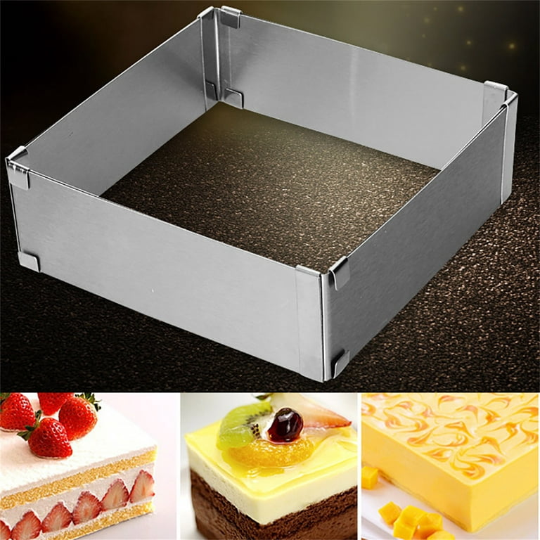 Wovilon Silicone Molds Cake Mold Adjustable Stainless Steel Cake Mould  Baking Square Form Ring Home Silicone Molds For Baking