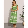 thumbnail image 3 of DARING DIVA Square Neck Flutter Sleeve Smocked Flowy Maxi Boho Dress XS Green, 3 of 6