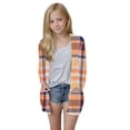 thumbnail image 2 of MKOSPLRT 5-14 Years Girls Plaid Print Long Sleeve Open Front Cardigan Casual Button Down Knee Length Coat with Pockets, 2 of 8