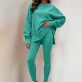 thumbnail image 2 of Zpanxa Sets for Women Clothing Two Piece Solid Crew Neck Long Sleeve Oversized Top and Leggings, 2 of 7