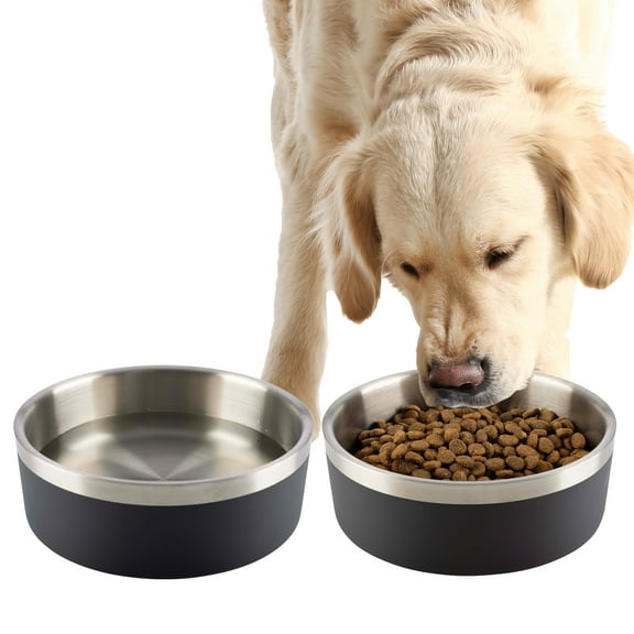PETMAKER Set of Two 64oz Double Wall Insulated Stainless Steel Dog Bowls