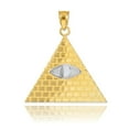 thumbnail image 1 of TWO-TONE GOLD EGYPTIAN PYRAMID WITH ALL-SEEING EYE OF HORUS PENDANT NECKLACE :  14K  Pendant with 20" chain, 1 of 1
