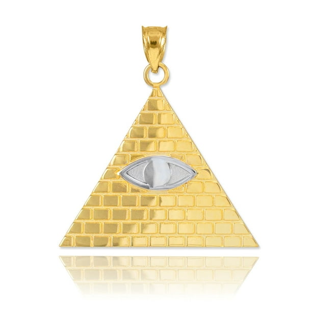 TWOTONE GOLD EGYPTIAN PYRAMID WITH ALLSEEING EYE OF HORUS PENDANT