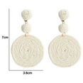 thumbnail image 2 of Pendientes de bola de rafia boho para mujer, pendientes colgantes redondos de rafia individuales - Joyas de resort de playa de verano, 2 of 5