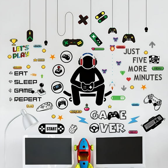 CCOCC 2026 New Gamer Wall Sticker Game Room Decor for Boys,Gamer Wall Decals Children Video Game Room,Controller Wall Stickers Removable Diy Cartoon Party Wallpaper for Bedroom Playroom Decor