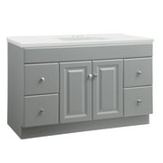 Design House 585968 Wyndham 2-Door 4-Drawer Vanity with Cultured Marble 4 in. Centerset Solid White Contempo Top, Unassembled, 49x22, Gray