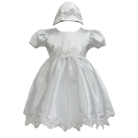 

Baby Girl Toddler Christening Baptism Formal Dress Gown w/ bonnet sz 0-30M White