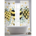 thumbnail image 5 of Bee Love Sheer Curtains 84 Inch Length 2 Panels Set, Daisy Eucalyptus Leaves Rustic Gray Plaid Voile Window Treatment Rod Pocket Curtains Sheers Drapes for Bedroom/Living Room/Kitchen 52"x84"x2, 5 of 7