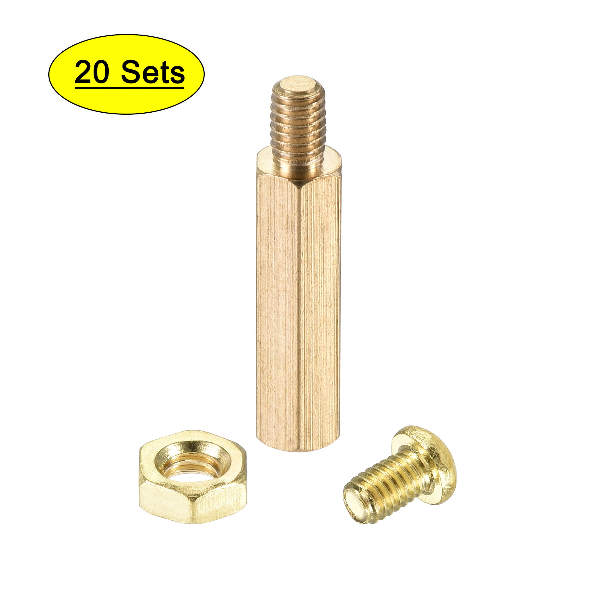 M10 Brass Bolts Full Thread Brass Dome Nuts and Flat Washers Pack of 6 12 or 24