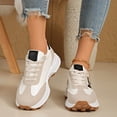 thumbnail image 2 of Rokment Womens Vintage Platform Fashion Sneakers Trendy Casual Color Block Suede Skate Shoes Comfortable Running Walking Tennis Non Slip Work Footwear Beige Size 6, 2 of 6