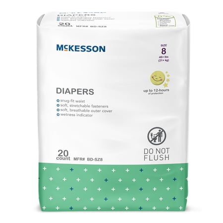 McKesson Baby Diaper 8 Heavy Absorbency Breathable / Overnight, BD-SZ8, 80, 80 Ct