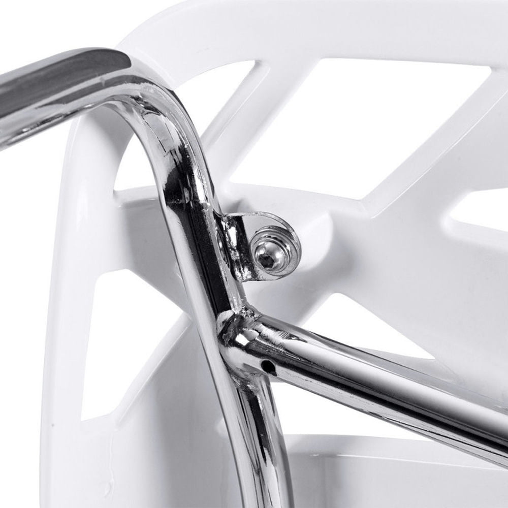 Demi Bonn Set of 6 Accent Armless Modern Dining Chairs with Plastic Feet Pads for Dining Room Living Room, White