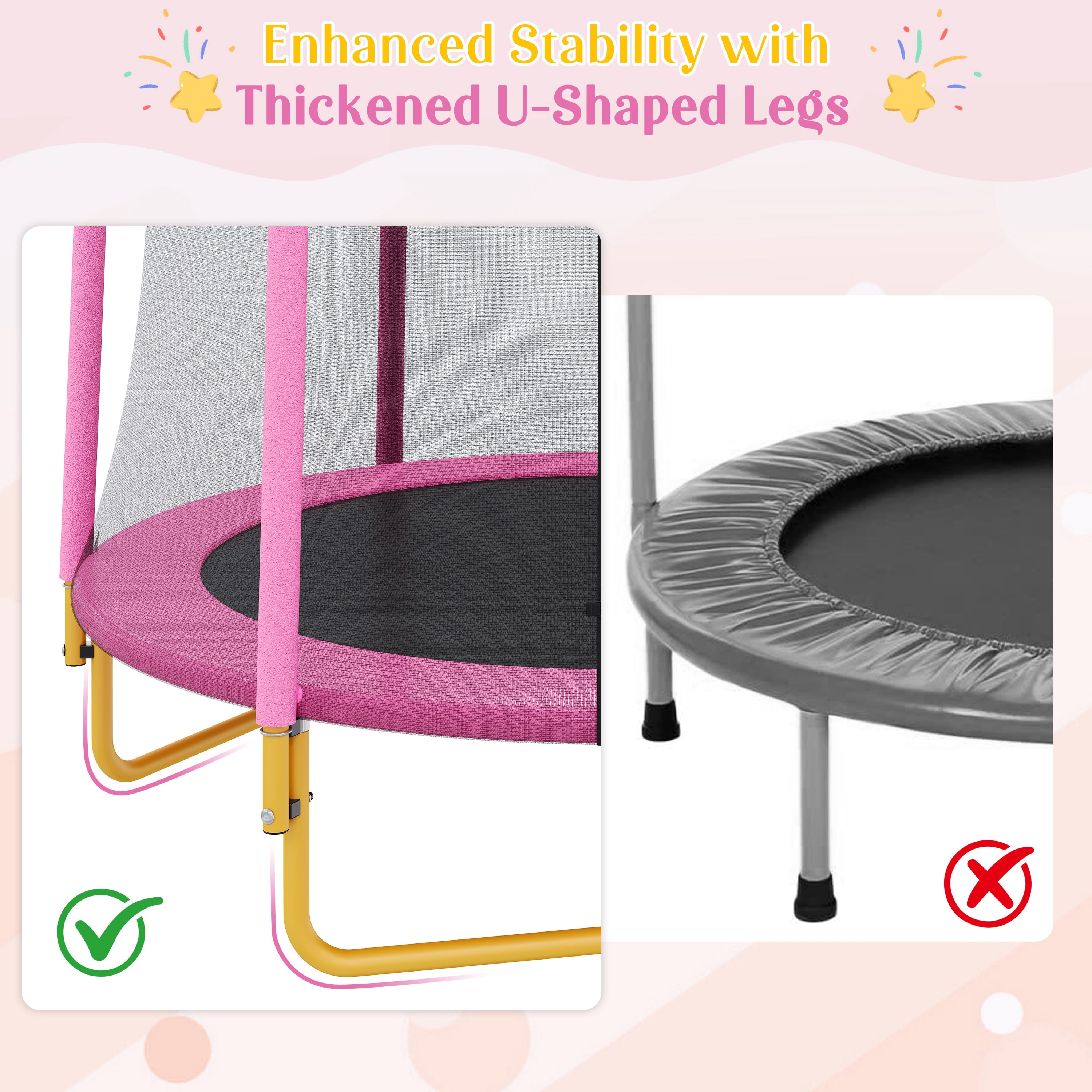 Mini Trampoline for Kids, SEGMART 65'' Indoor Outdoor Toddler Trampoline with Enclosure Net, Round Small Trampoline Gift for Boys Girls, Kids Trampoline Indoor