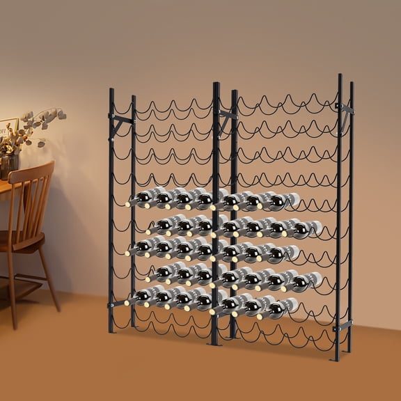 Large Capacity Black Floor Mount 10-Tier Wine Rack Wine Bottle Holders Stand