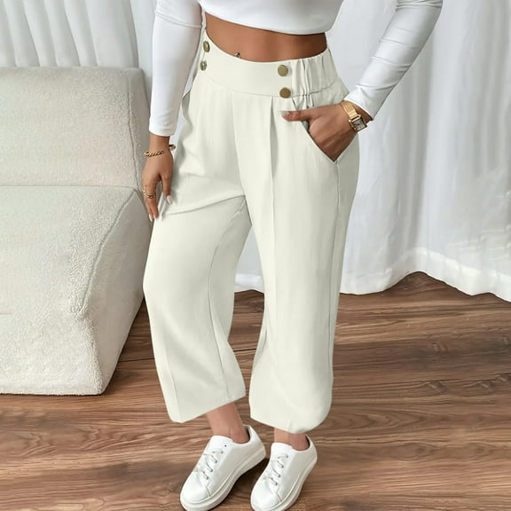 Women Pants under $5! Xqxayjr High Waisted Work Pants for Women Wide Leg Stretchy Work Pants Pull Business Casual Pants Office Dress Pants Trousers Trendy Clothes