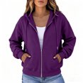 thumbnail image 2 of UDAUDU Zip Up Hoodie Women Fleece Jacket Comfort Oversized Sweatshirt Cozy Hooded Sweatshirt 2026 Fall Fashion Coats with Pockets Dark Purple S, 2 of 6
