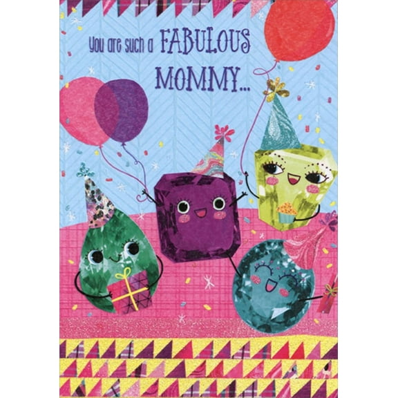 Designer Greetings Cute Gems Wearing Party Hats Birthday Card for Mommy