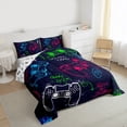 thumbnail image 3 of Homewish Video Game 3 Pieces Queen Comforter Set for Female Men Adults,Gamer Gamepads Ultra Soft Bedding Sets,Retro Vintage Bedding Comforter Set Breathable,Microfiber Bedroom Decor,Reversible, 3 of 8