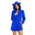 thumbnail image 4 of Miqool Unisex Warm Fuzzy Hooded Romper Short Onesie Playsuit Jumpsuit Zip Up Bear Long Sleeve Plush Loungewear Sleepwear S-5XL, 4 of 8