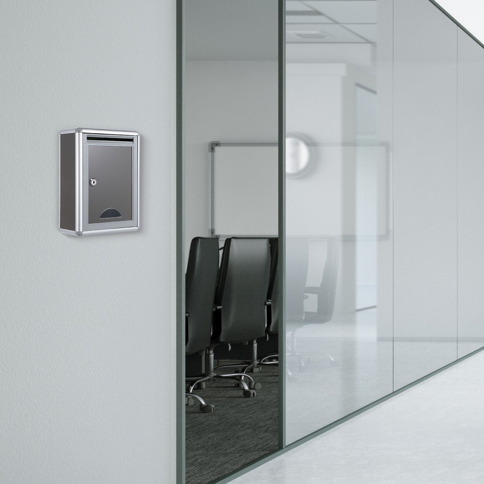 Pawsdot Small Grey Aluminium Mailbox for Wall with Lock and Waterproof Feature