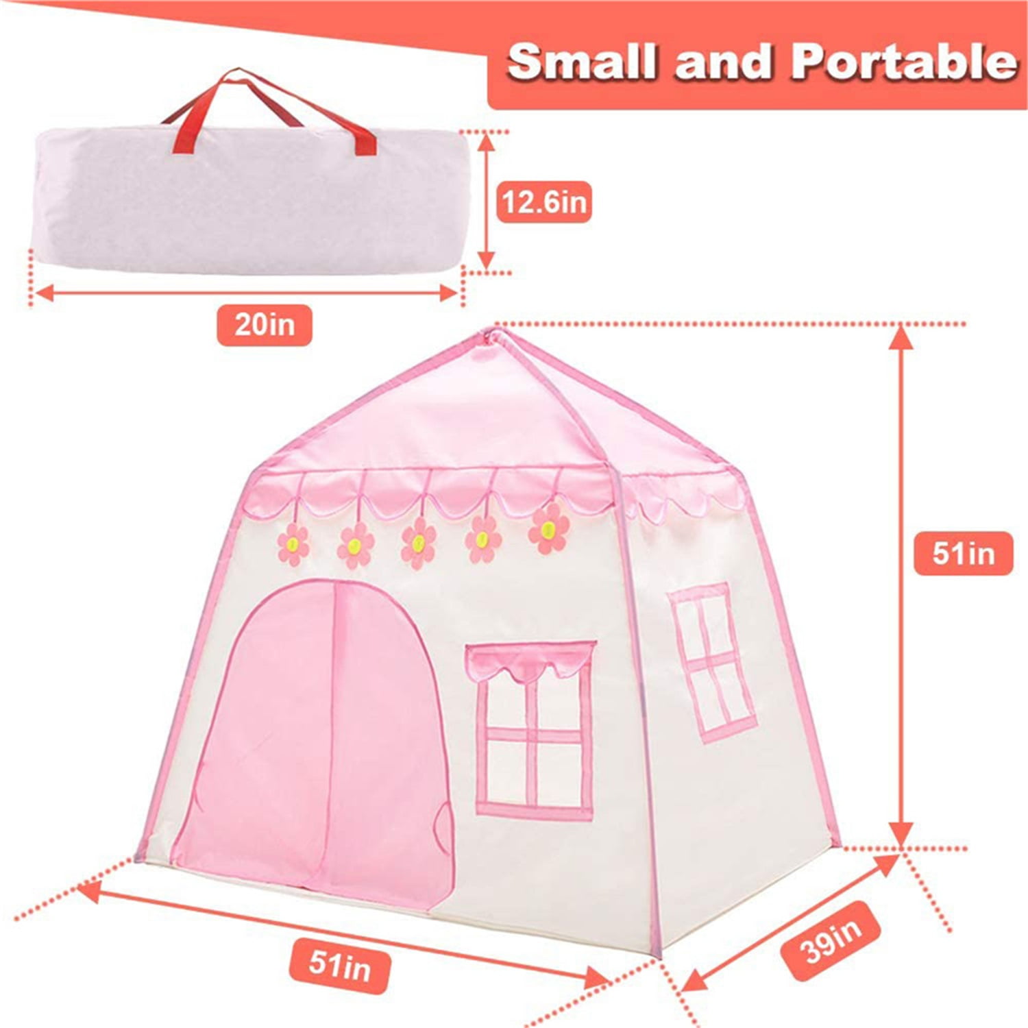 CIPACHO 51" Kids Play Tents for Girls Large Fairy Playhouse for Kids Princess Castle Tent Gift Toys for Girl Toddler Children Play House Without Lights, Pink