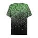thumbnail image 4 of Camiseta de Mujer Camiseta Estampado Botón Manga Corta Diario Fin de Semana Moda Básico Cuello en V Top Regular Verde/S, 4 of 5
