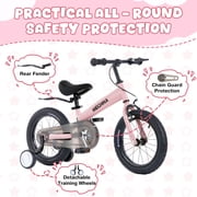 Meghna 14 inch Kids Balance Bike 2 in 1 Kids Bike Bicycle Detachable Training Wheels Dual Brake for 3-7 Years Old Toldders Pink