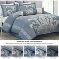 thumbnail image 5 of Chezmoi Collection Royal Luxury Jacquard Floral Comforter Set, California King, Grayish Blue/Gray, 7-Piece, 5 of 9