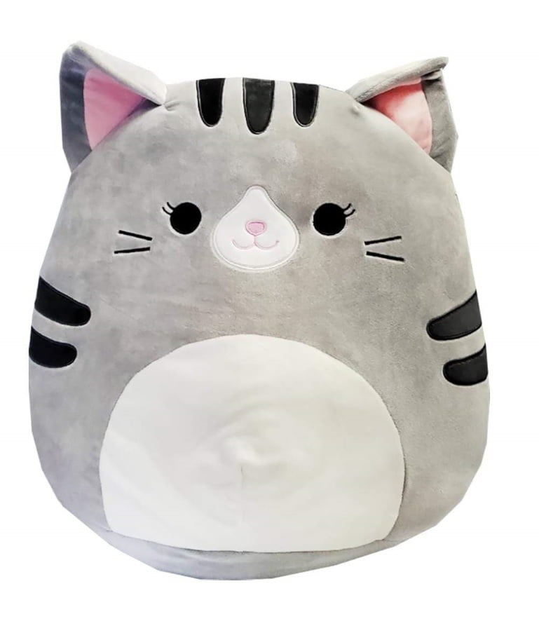 Kellytoy Squishmallow 16" Tally Tabby Cat Gray Stuffed Animal Pet Plush 