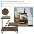 thumbnail image 4 of Sunnydaze Indoor Modern Metal Wire End Table with Shelves and Faux Woodgrain Top, Brown, 4 of 11