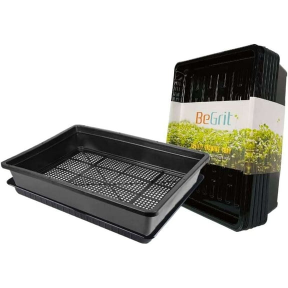 BeGrit Seed Starter Trays 15x12 inch Mesh Tray Plastic Plant Trays Garden Bonsai Training Pots Succulent Transport Pots with 5 Bases