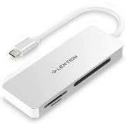 LENTION USB C to CF/SD/Micro SD Multi-Card Reader,SD 3.0 Card Adapter Compatible MacBook,Windows,Chrome(C12,Silver)
