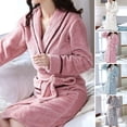 thumbnail image 2 of Women's Velvet Bathrobe Soft Plush Hooded Robe for Home Spa Fluffy Warm Anti-Wrinkle Nightgown for Daily Wear Private Occasions, 2 of 8