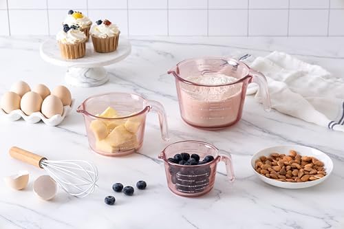 Cook With Color 3-Piece Pink Glass Measuring Cup Set photo 4