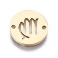 thumbnail image 3 of 1set 201 Stainless Steel Links Connectors Flat Round with Constellation Golden 12x12x1mm Hole: 1.2mm Total: 12pcs/set., 3 of 4