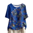 thumbnail image 2 of Wancir Summer Tops for Women 2025 Casual Short Sleeve Pullover Tunic T Shirts Ethnic Floral Print Button Spring Blouses, 2 of 5