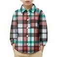 thumbnail image 3 of MKOSPLRT Kids Plaid Shirts Button Down Shirts 6M-8Y Long Sleeve Lapel Collar Fall T Shirts Lightweight Casual Shirts Jacket with Pocket, 3 of 10