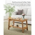 thumbnail image 4 of FOLDLIFE Wood Coffee Table,2-Tie Rustic Wood Living Room Tables with Open Rectangular Storage Compartment,Modern Farmhouse Coffee Table with Storage Shelf,Rectangular Center Table,Brown, 4 of 8
