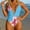 Blue, variant on ITSAME Womens One-Piece Bathing Suit Floral Print Tie Back Deep V-Neck Fashion Beach Swimwear White Size L